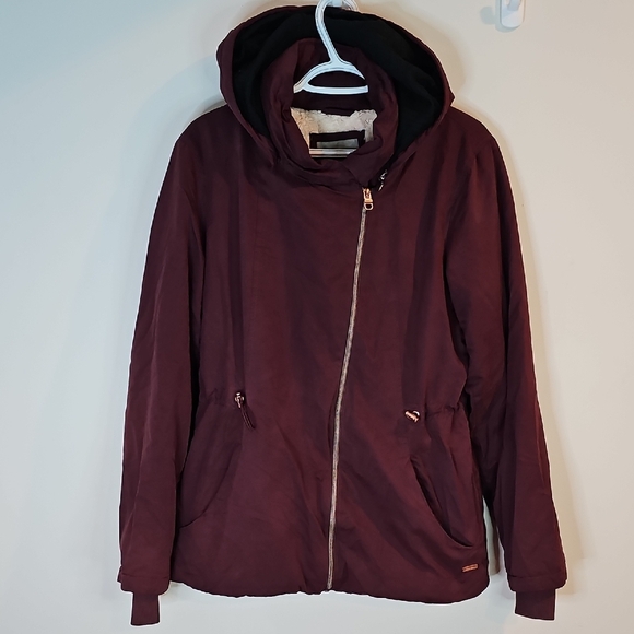 Bench Burgundy Large Zip Up Hooded Coat - Picture 1 of 7